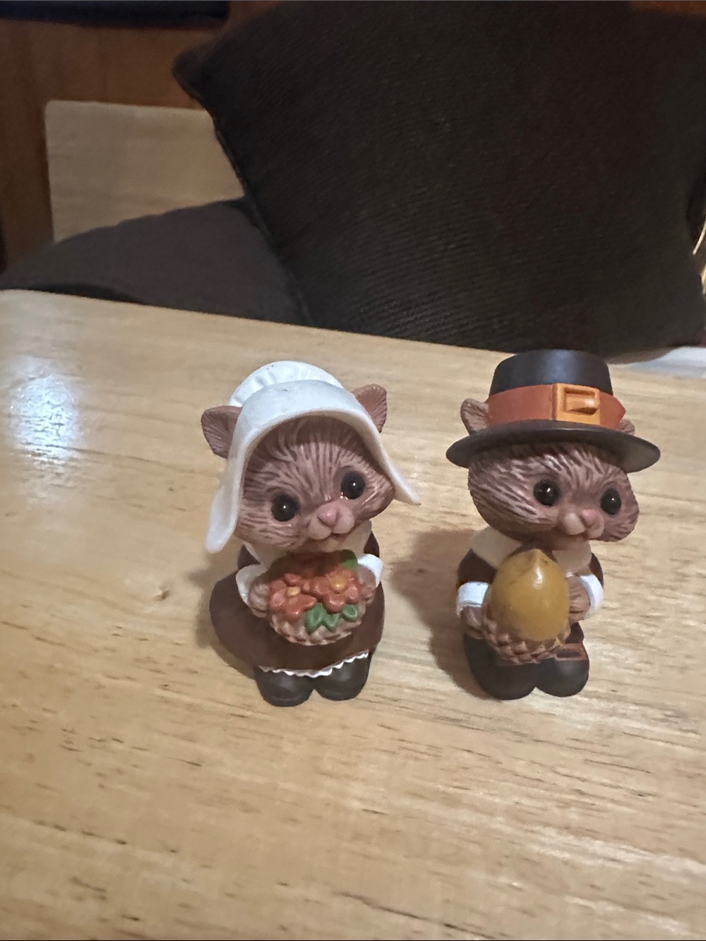 Brown Thanksgiving Pilgrim Small Salt and pepper Shakers  - Decorative Pair